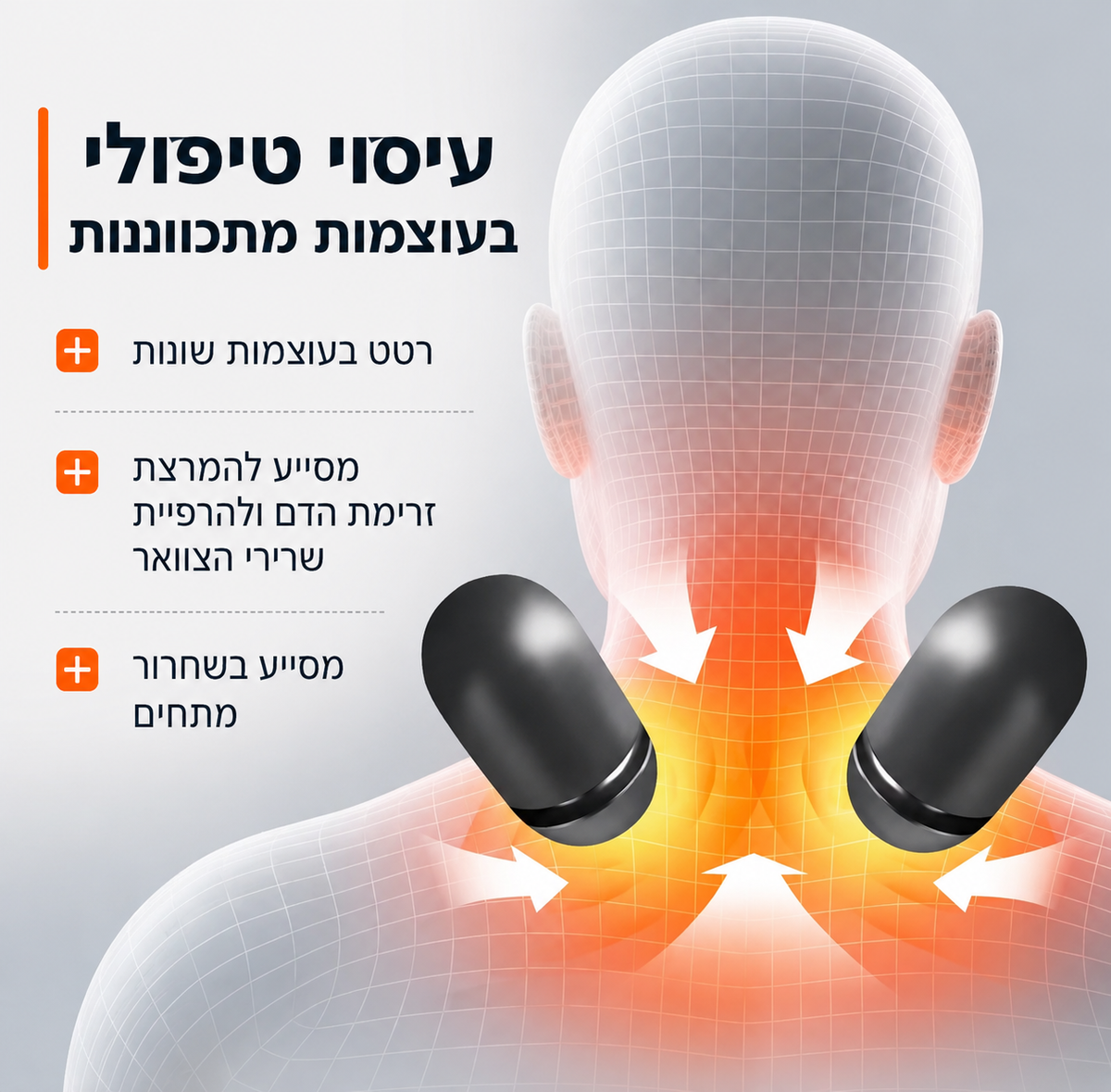 כרית עיסוי לצוואר ולכתפיים עם רטט, ניפוח וחימום