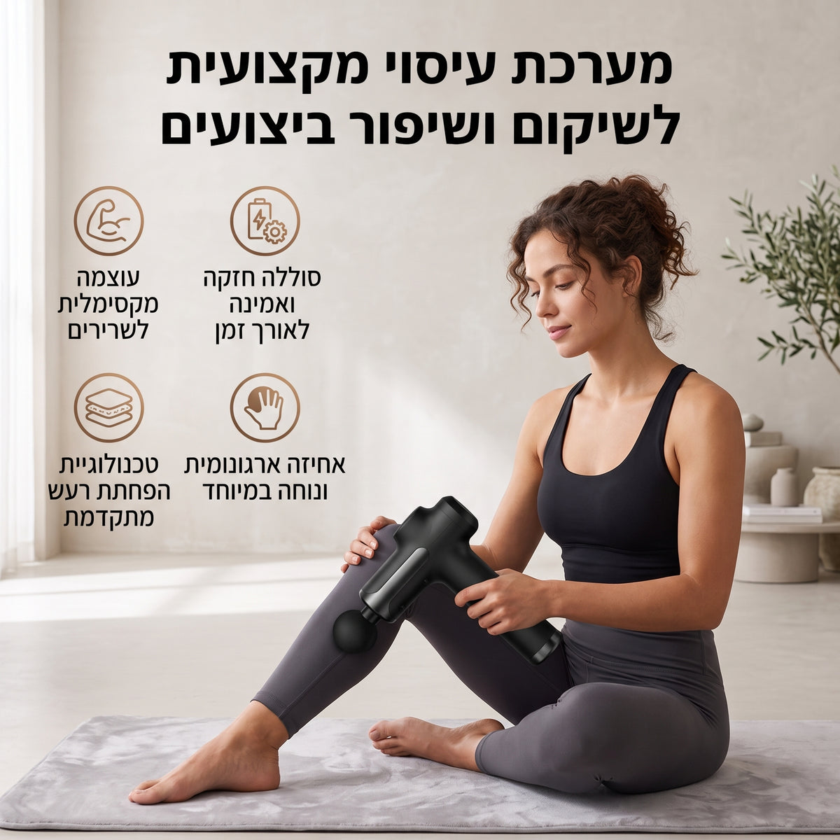 אקדח מסאז' עם ערכת ראשים מתחלפים