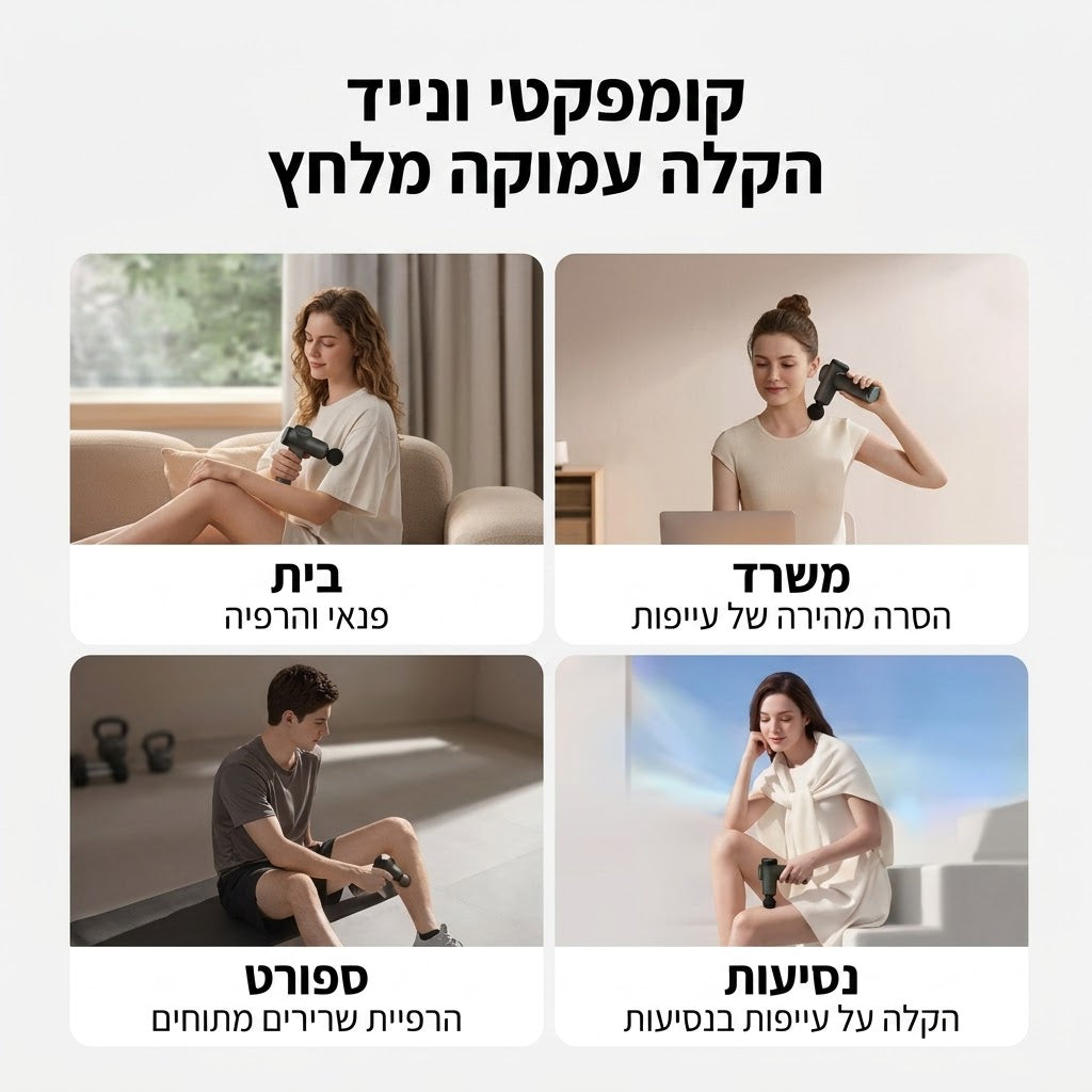 אקדח מסאז' עם ערכת ראשים מתחלפים
